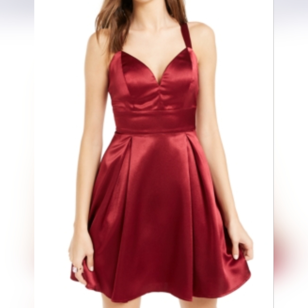 NWT TEEZE ME Elegant Red Satin Dress